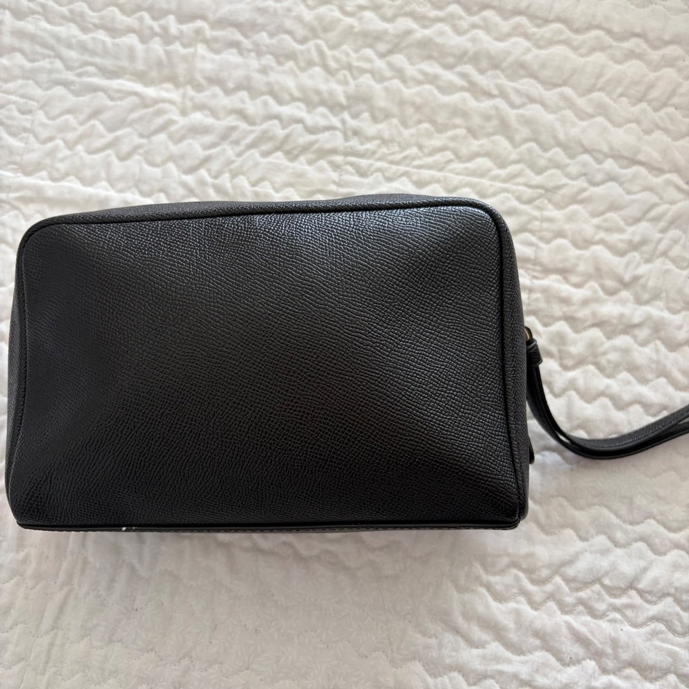 Coach Large Cosmetic Case 20 Black Crossgrain Leather Makeup Bag F24797 NEW - Picture 3 of 10